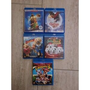 Disney Blu-Ray DVDs Lot Of 5 Movies Peter Pan Christmas Carol Santa Paws